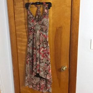 Beautiful Flower Mosaic Printed High Low Dress